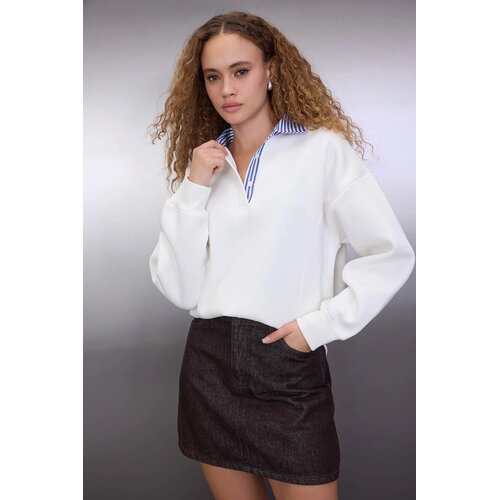 TRENDYOLMILLA ženski duks Twoaw26Sw00116, Ecru-Ecru Cene