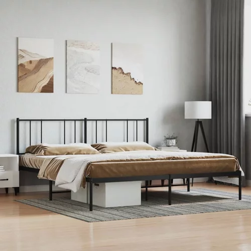 vidaXL Kovinski posteljni okvir z vzglavjem črn 200x200 cm