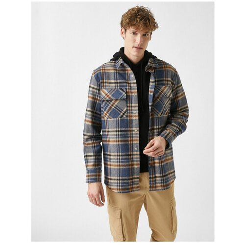 Koton Studded Plaid Lumberjack Shirt Jacket Slike