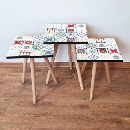 Hanah home 3Shp398 - Multicolor Multicolor Nesting Table (3 Pieces) Cene