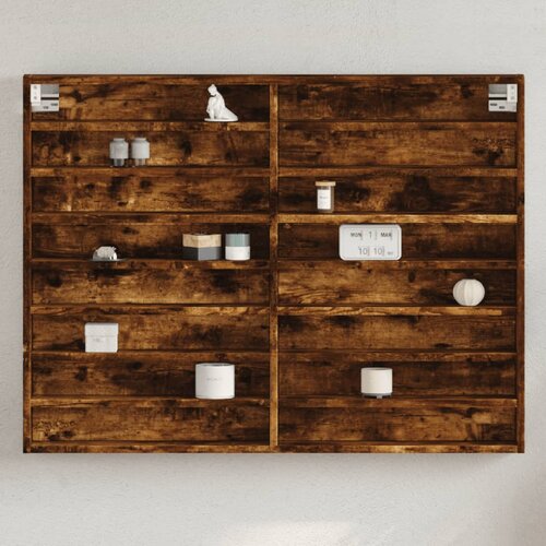  The Living Store Vitrina dimljeni hrast 100x8,5x75 cm konstruiran les - Vitrina, (21497196) Cene