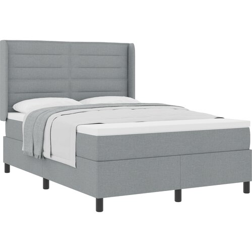 vidaXL Box Spring Postelja z Blazino Svetlo Siva 140x200 cm Tkanina Cene