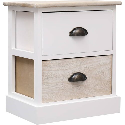 Maison Chic Dvo delni komplet Nočne omarice - Nočne mize bele in naravne 38x28x45 cm les pavlovnije, (21687594) Slike