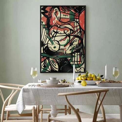  Slika - Franz Marc &amp;ndash; The Birth of the Horse 80x120 U crnom drvenom okviru Slike