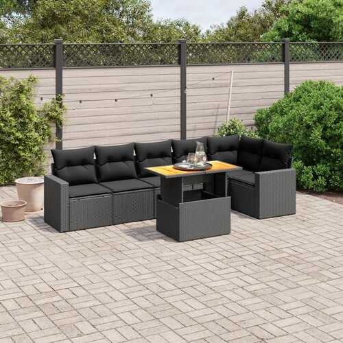 vidaXL 7-dijelni set vrtnih sofa od poliratana s jastucima crni Cijene