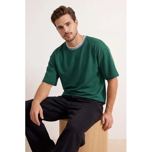 Trendyol Muška majica Tmnss23Ts00079, Zelena Cene
