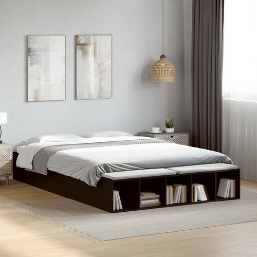 Furnova Posteljni okvir črn 150x200 cm inženirski les, (21935300) Slike