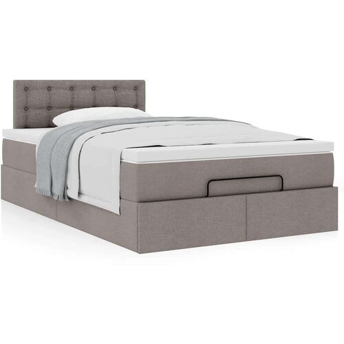 VidaXL otomanski okvir kreveta s madraca smeđesivi 120x190 cm tkanine Slike