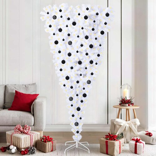  Umjetno božićno drvce s stalakom Bijelo 210 cm PVC i Čelik Slike