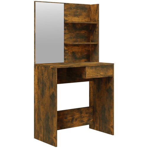 VidaXL Toaletna mizica z ogledalom dimljeni hrast 74,5x40x141 cm, (20714479) Slike