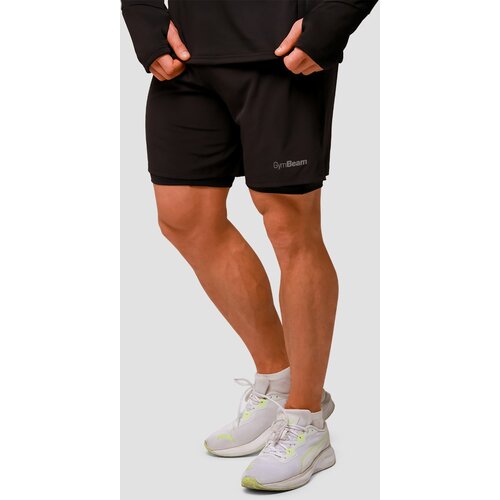 GymBeam šorc za trčanje pulse 2u1 black Slike