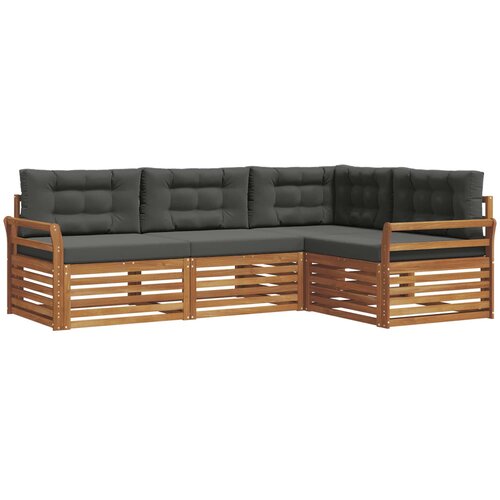  Set vanjskih sofa 4 kom. Prirodna i antracit Smeđa 250 x 170,5 x 73 cm Slike