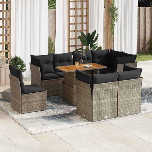  9-dijelni set vrtnih sofa s jastucima od poliratana Slike