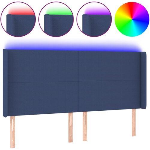 Maison Chic led posteljno vzglavje - vzglavna omarica - nočna omarica modro 163x16x118/128 cm blago, (21708995) Slike