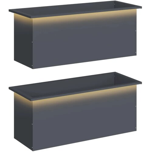  Vrtna posuda za sadnju s LED svjetlom 2 kom. Antracit - Antracit 40 x 100 x 40 cm 2 Slike