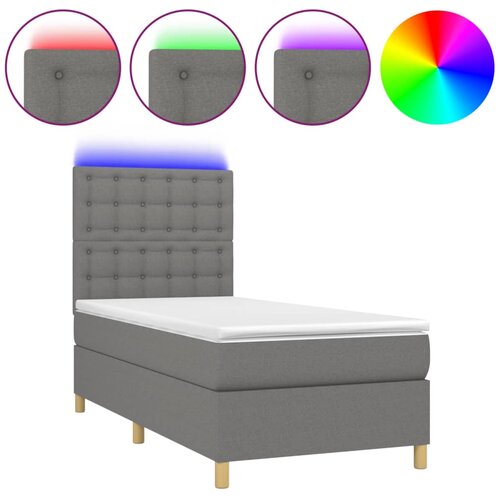 Maison Chic Box spring postelja - Vzmetna postelja z vzmetnico LED temno siva 90x190 cm blago SL9373, (21903648) Slike