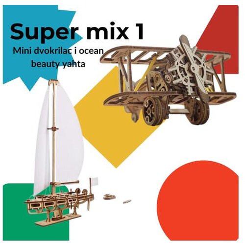 UGEARS 3D puzzle Super mix 1 - Dvokrilac i jahta Cene