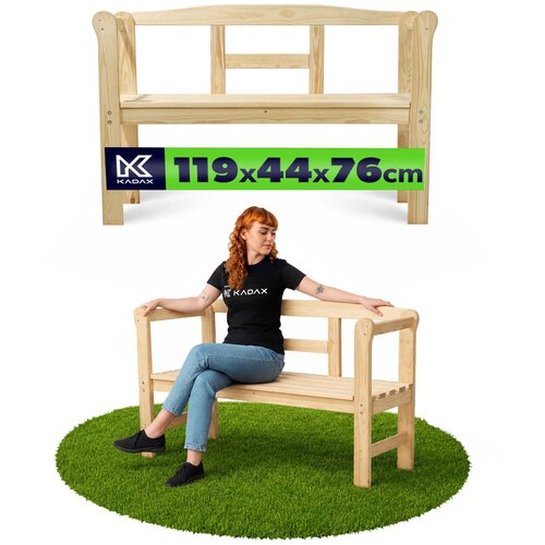 KADAX Lesena vrtna klop z naslonjalom 119 cm Vrtna klop za teraso Natural, (5000362037) Slike