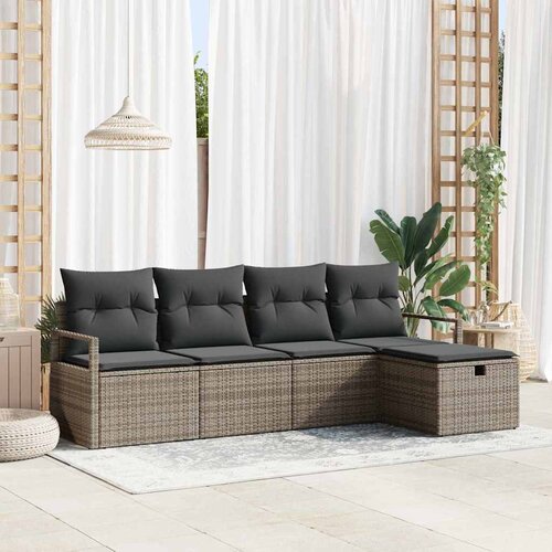  Sjedeća garnitura za vrt 5 kom. Siva poliratan 230 x 117 x 85 cm Slike