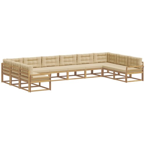 vidaXL Zunanja garnitura za sedenje z blazino 10 pcs Bela in bež, (5000282337) Cene