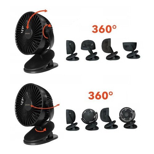 Ruhhy brezžični ventilator s sponko 1200 mAh &amp;ndash; USB-C namizni ventilator 3u1 Slike