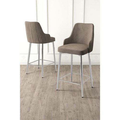 Hanah home set od 6 barskih stolica Tera, kapućino tkanina Babyface, hromirane metalne noge Cene