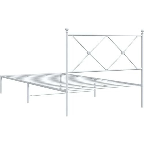 VidaXL Metalni okvir za krevet s uzglavljem bijeli 107x203 cm Slike