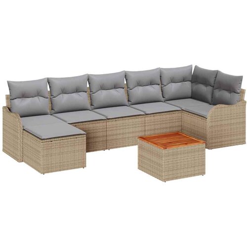  Sjedeća garnitura za vrt 8 kom. Bež i svijetlo poliratan 287,5 x 122,5 x 69 cm Slike