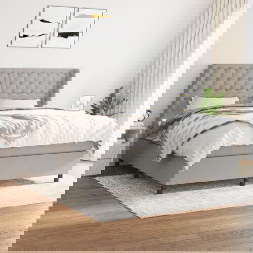 The Living Store Box spring postelja z vzmetnico svetlo siva 160x200 cm žamet - Box Spring Postelja, (21489719) Cene