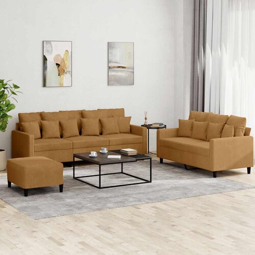  3-dijelni set sofa s jastucima smeđi bar&scaron;unasti Cijene