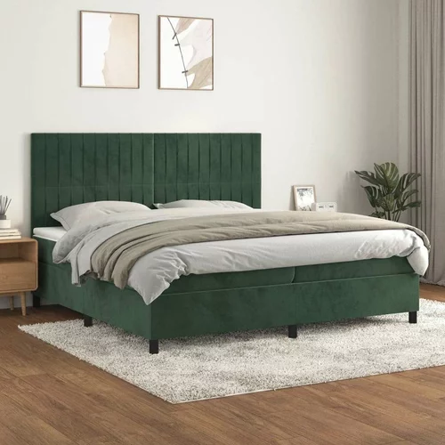  Box spring postelja z vzmetnico temno zelena 200x200 cm žamet, (20898422)