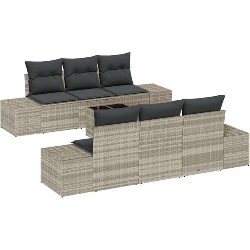  Vrtni kauč set Set od 7 Svjetlosiva tamnosiva Slike
