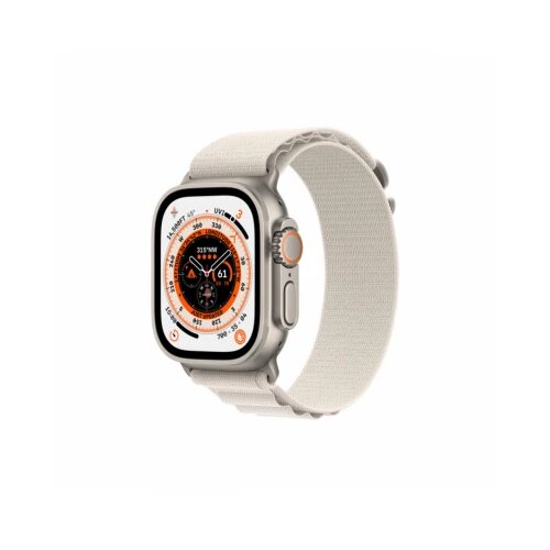 Apple watch ultra gps + cellular, 49mm titanium case with starlight alpine loop - large Cene