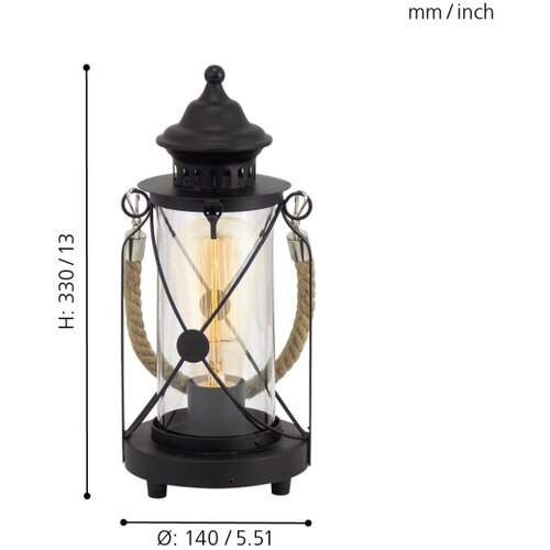 Eglo Bradford stolna lampa fenjer E27, 33 cm, crna, 49283 Slike
