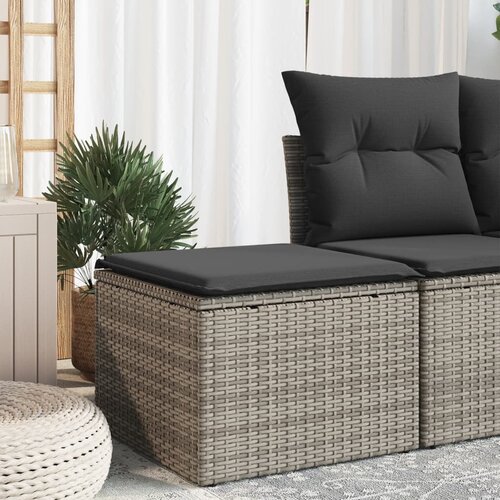  The Living Store Vrtni stolček z blazino siv 55x55x37 cm poli ratan - Vrtni Stolček, (21464750) Slike