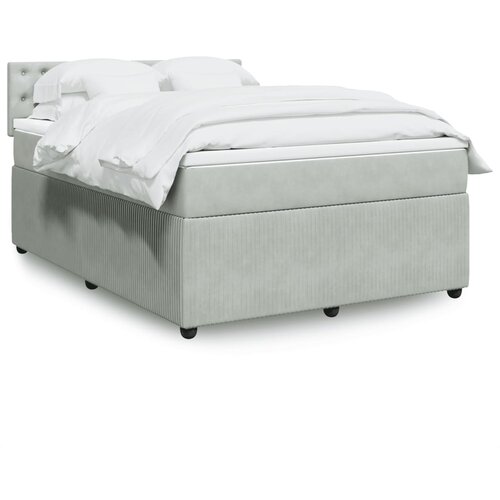 VidaXL Box spring postelja z vzmetnico svetlo siva 140x200 cm žamet Slike