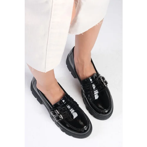 Mio Gusto Gaby Women's Loafers in Black Color with Thick soles.