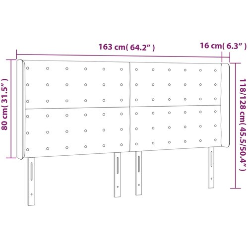 Uzglavlje s u&amp;scaron;ima tamnosivo 163x16x118/128 cm bar&amp;scaron;unasto Slike