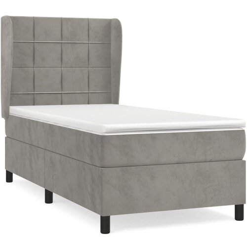 Maison Chic Box spring postelja - Vzmetna postelja z vzmetnico svetlo siv 90x190 cm žamet SL20488, (21892944) Slike