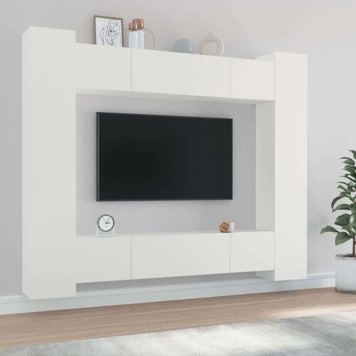  Komplet TV omaric 8-delni bel konstruiran les, (20912767) Slike