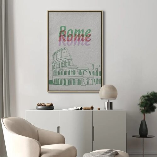 Slika - Rome in Watercolours (1 Part) Vertical 60x90 U prirodnom drvenom okviru Slike