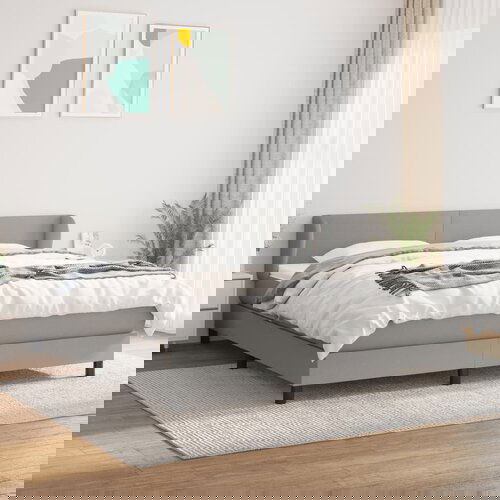VidaXL Krevet box spring s madracem svjetlosiva 160x200 cm tkanina Slike