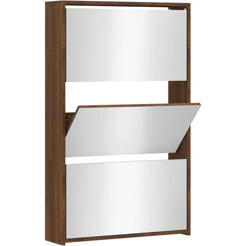 Maison Chic Omarica za obutev - Kopa za čevlje z ogledalom 3-nadstropna hrast 63x17x102,5 cm, (21778246) Slike
