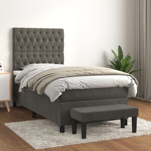 The Living Store Box spring postelja z vzmetnico temno siva 100x200 cm žamet - Box Spring Postelja, (21438611) Slike
