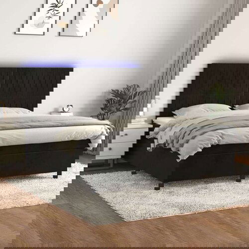  Box spring s madracem LED crni 180x200 cm baršun Cijene