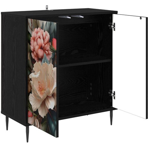  Kreveta BORNE Crni hrast 69 x 33 x 76 cm Konstruirano drvo Slike