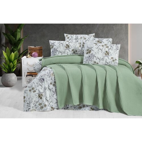 Mila Home Zeleno bombažno pregrinjalo 220x240 cm Waffle – Cene