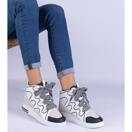 Gemre White women's sneakers with thick laces Gralina Cene