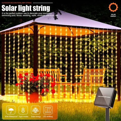  solarne dekorativne lampice zavesa žuta 3x3m Cene