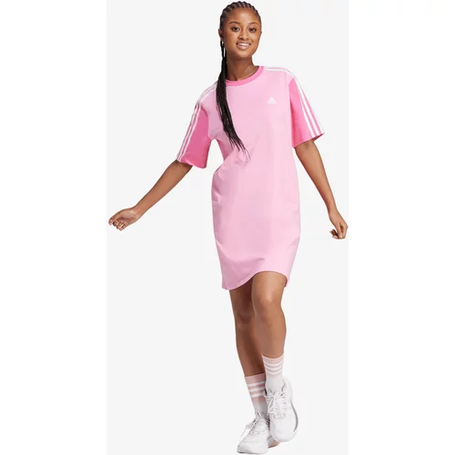 Adidas Bombažna obleka roza barva, IR6055